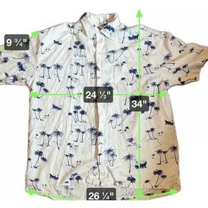 Palm Tree Print Shirt Mens Short Sleeve Button Up‎ Tropical Pattern